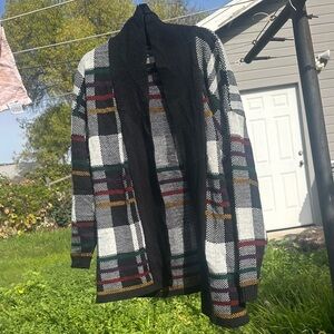 Iconic Ultimate 90s Black and Multicolor Plaid Cardigan Preppy